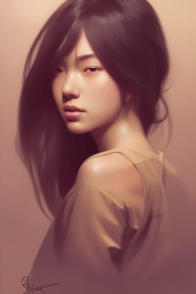 Photorealistic Portrait of a Young Woman in Digital Art Styl...