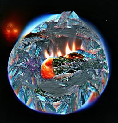 Burning Crystalline Planet Digital Rendering