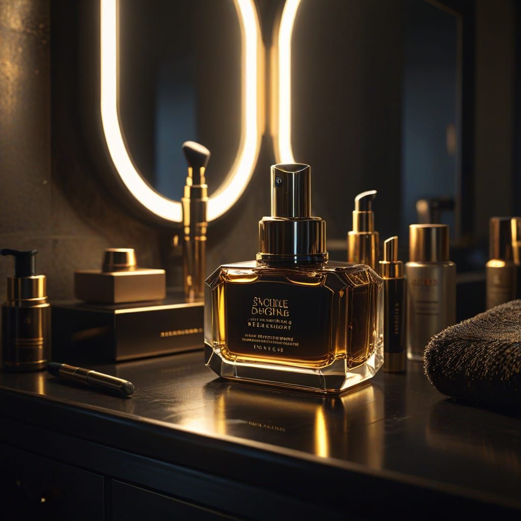 Ethereal Timekeeper's Beauty Elixir in Dark Sci-Fi Opulence