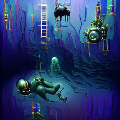 Deep Sea Diver in Ocean Depths