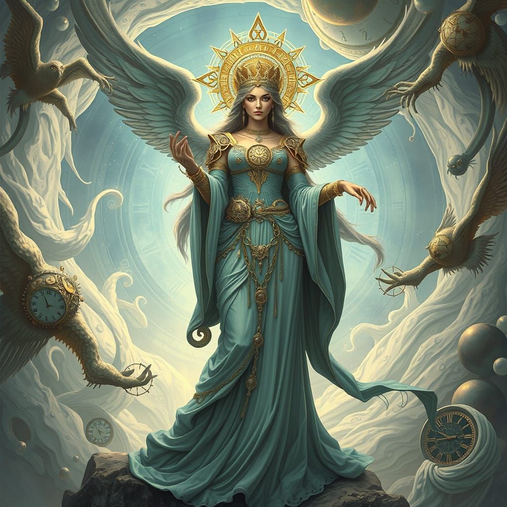 Goddess of Time in Mystical Realism Style