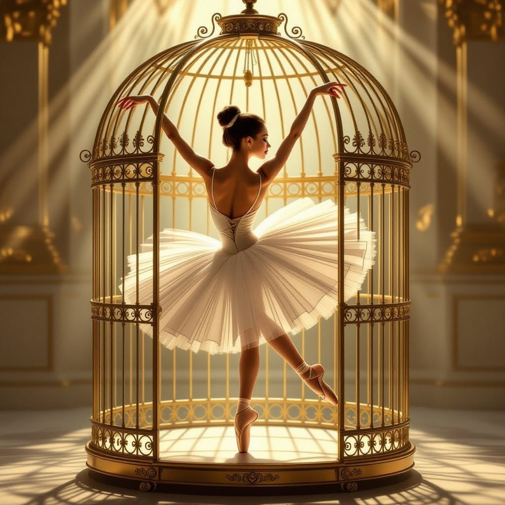 Ballet Dancer Trapped in Gilded Birdcage