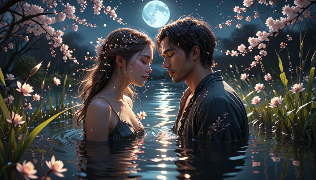 Lovers Staring at the Moon: Fantasy Concept Art