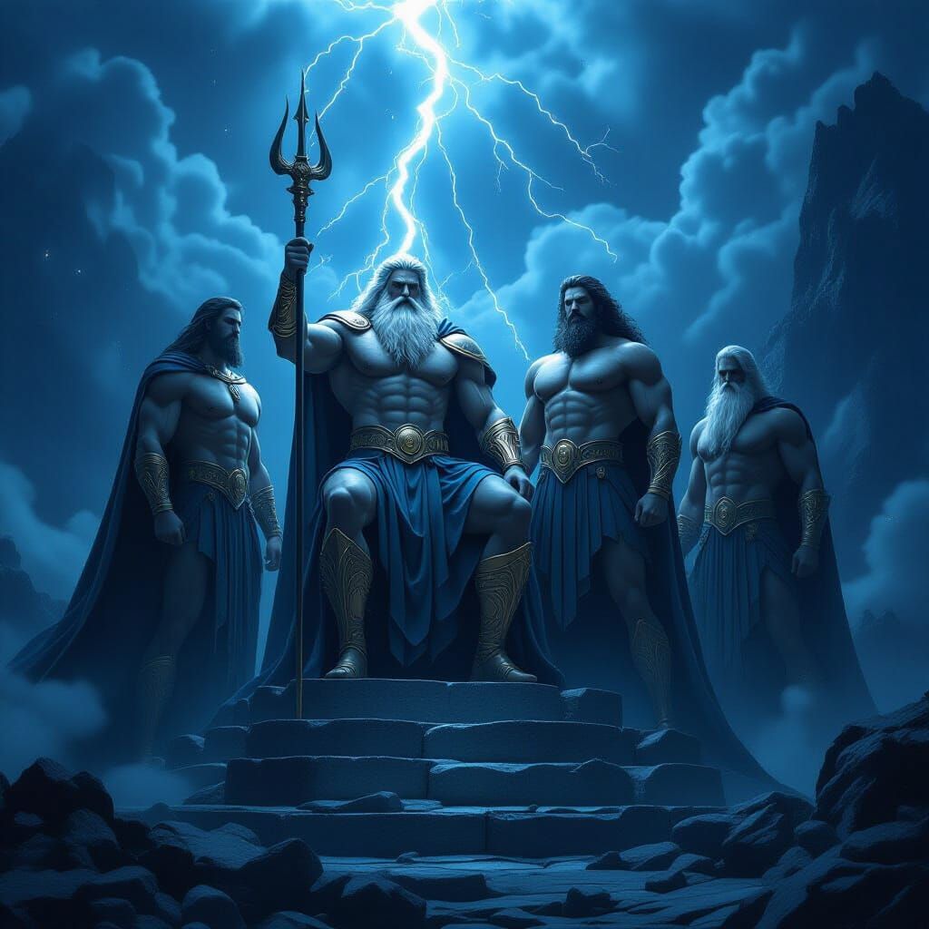 Mythological Gods on Mount Olympus in Epic Style