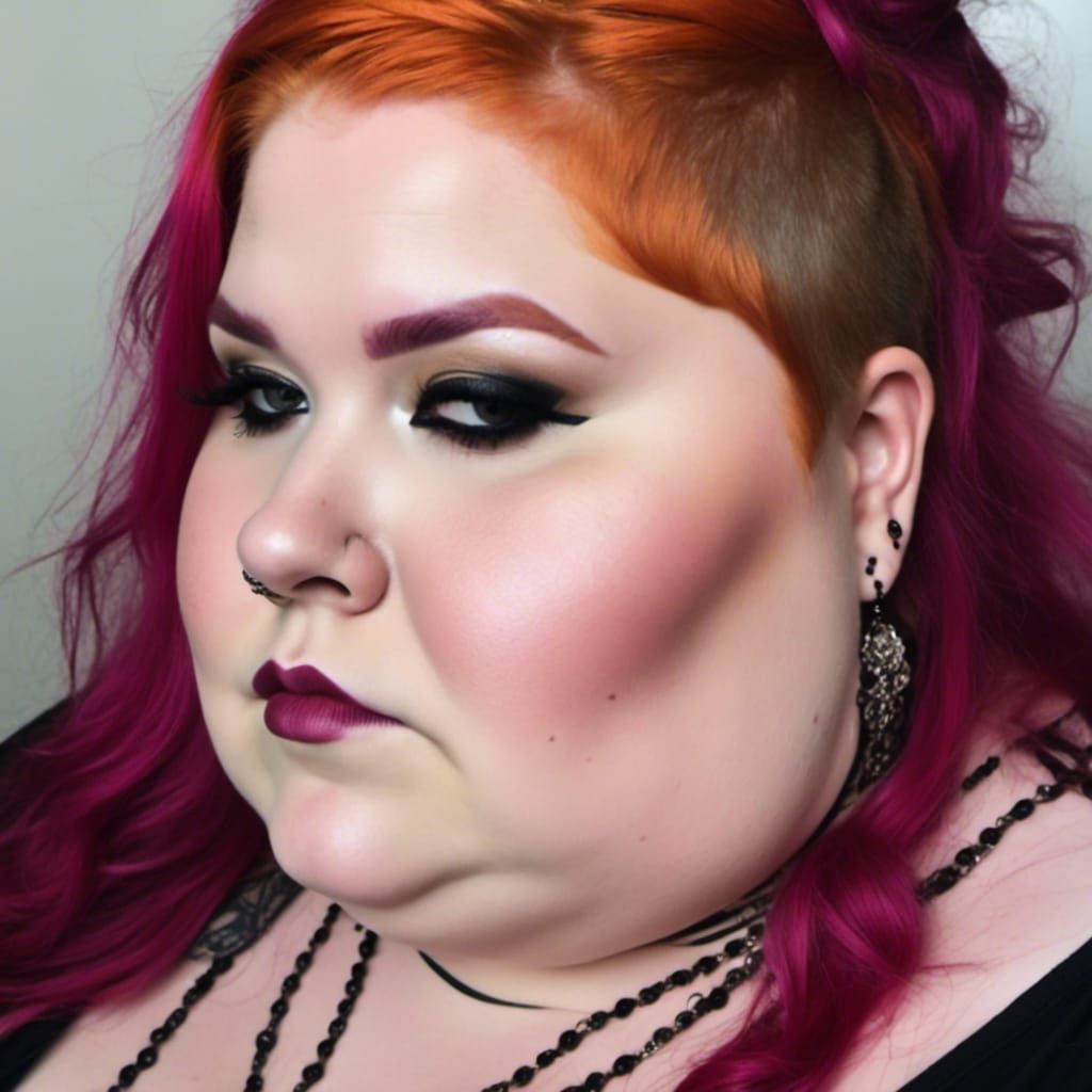 Gothic Woman with Shaved Head: Close-Up Portrait