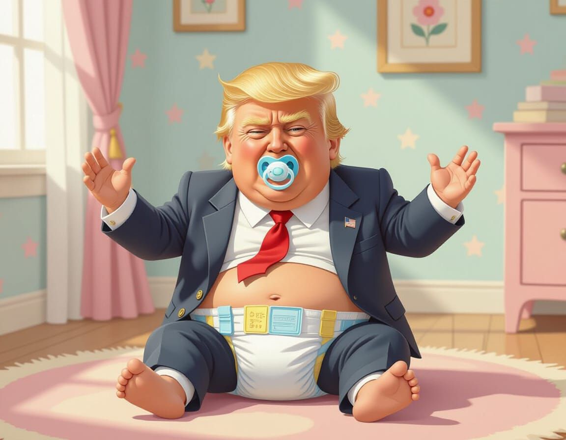 Cartoon Trump Tantrum in Beatrix Potter Style
