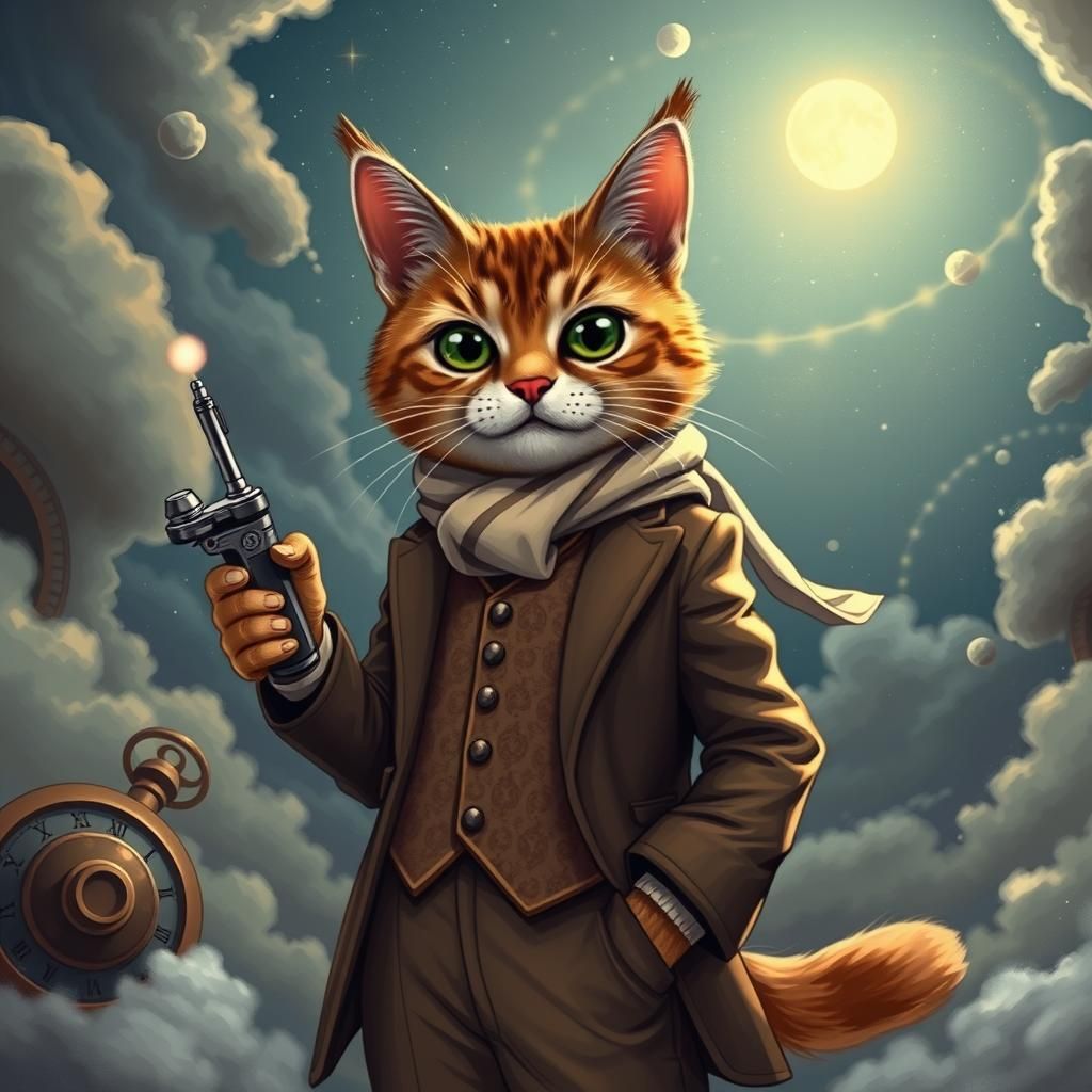 A cat dressed like a time lord