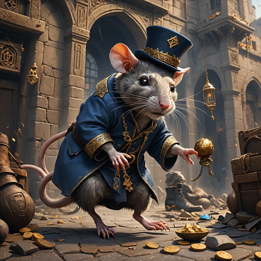 Rat in Jewish Attire Crushed: Detailed Matte Painting