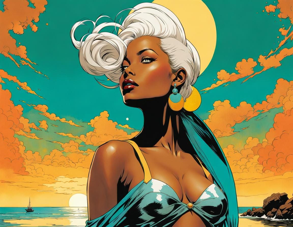 Retro Pin-Up of Ororo in Comic Book Style