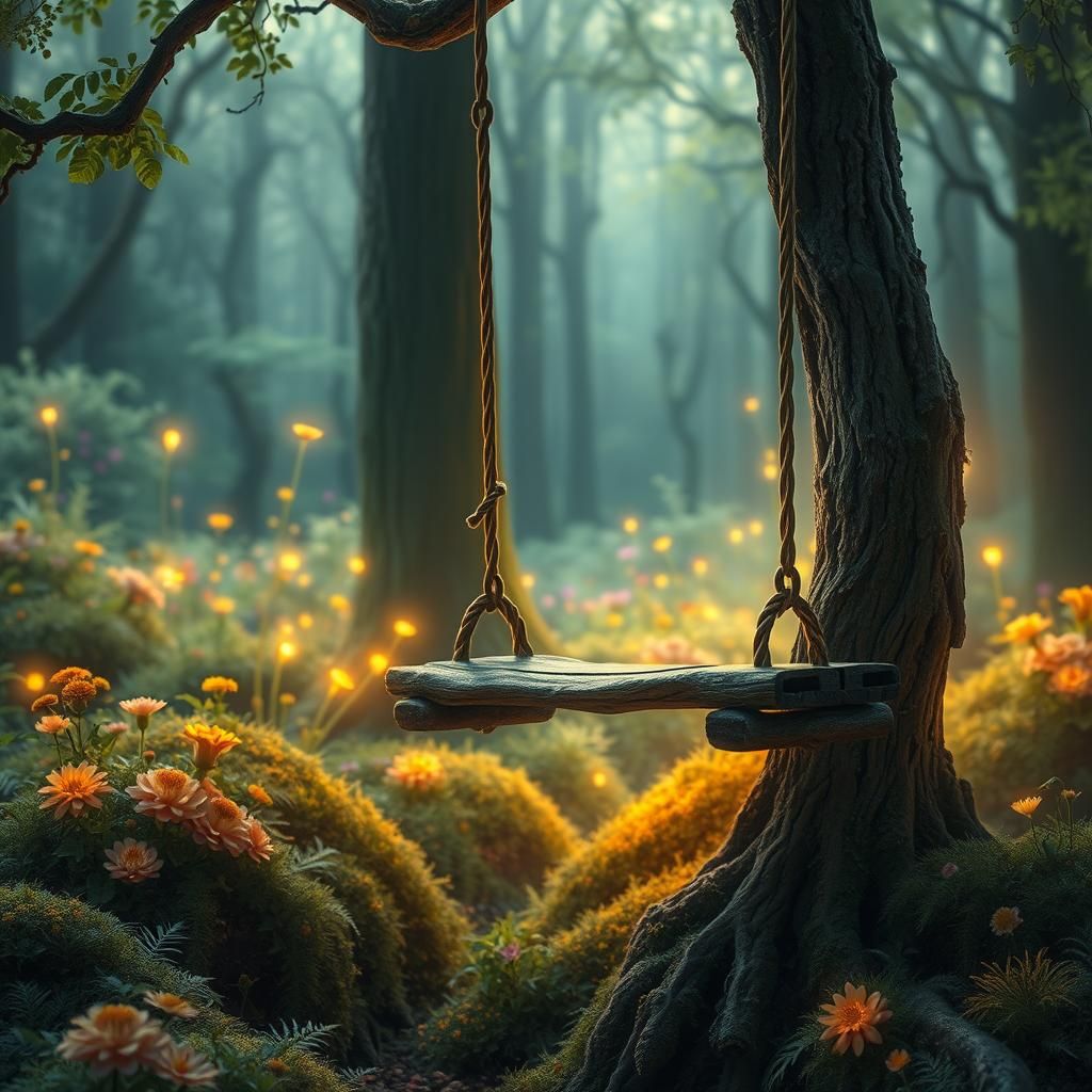 Swing in a magical forest