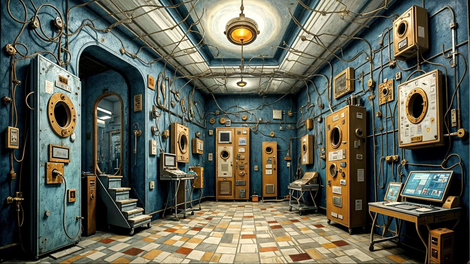 Abstract Hospital Room Filled with Medical Keyholes