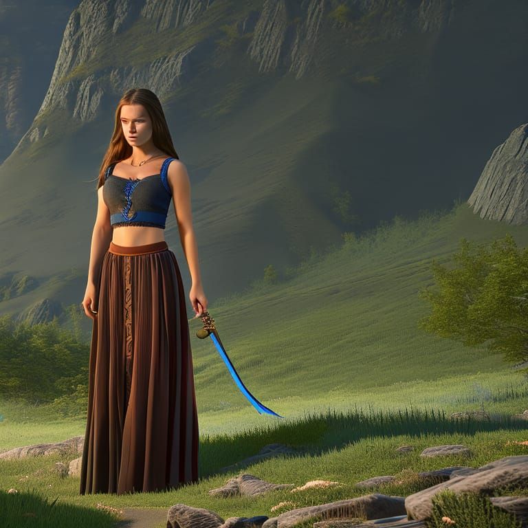 Teenage Girl with Wand: Fantasy Concept Art