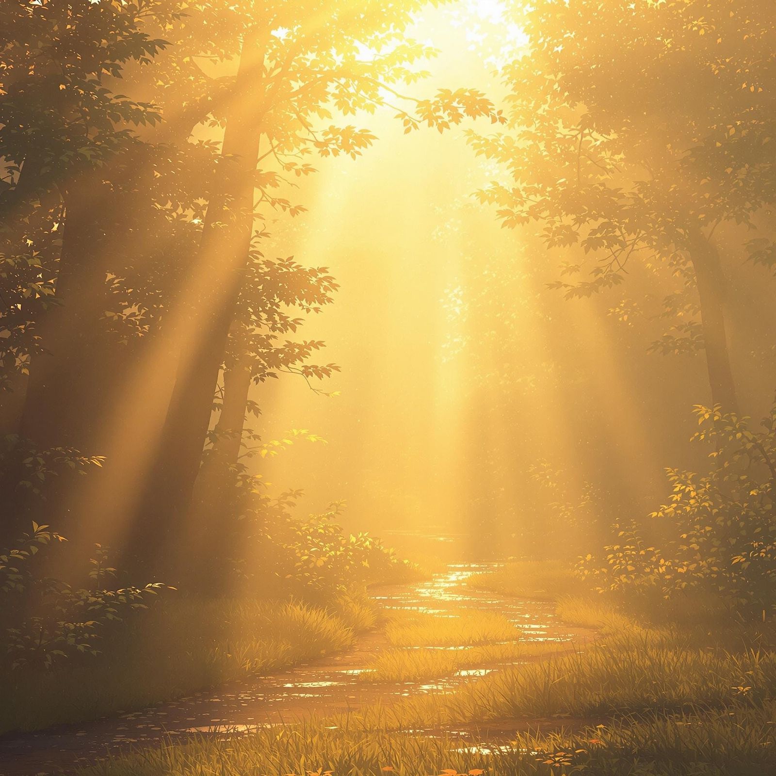 Ethereal Crepuscular Rays in Golden Light