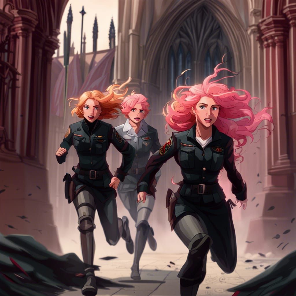 Anime Military Women in Gothic Setting