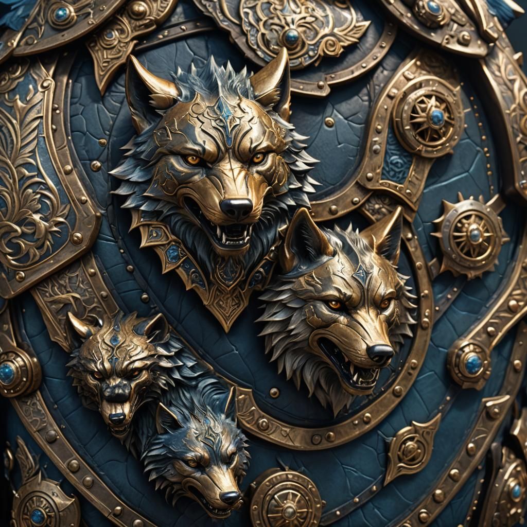 Intricate Leather Armor with Wolves: Fantasy Concept Art