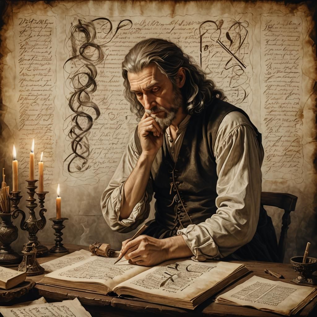 Renaissance Man Contemplating Dreams, Da Vinci Style