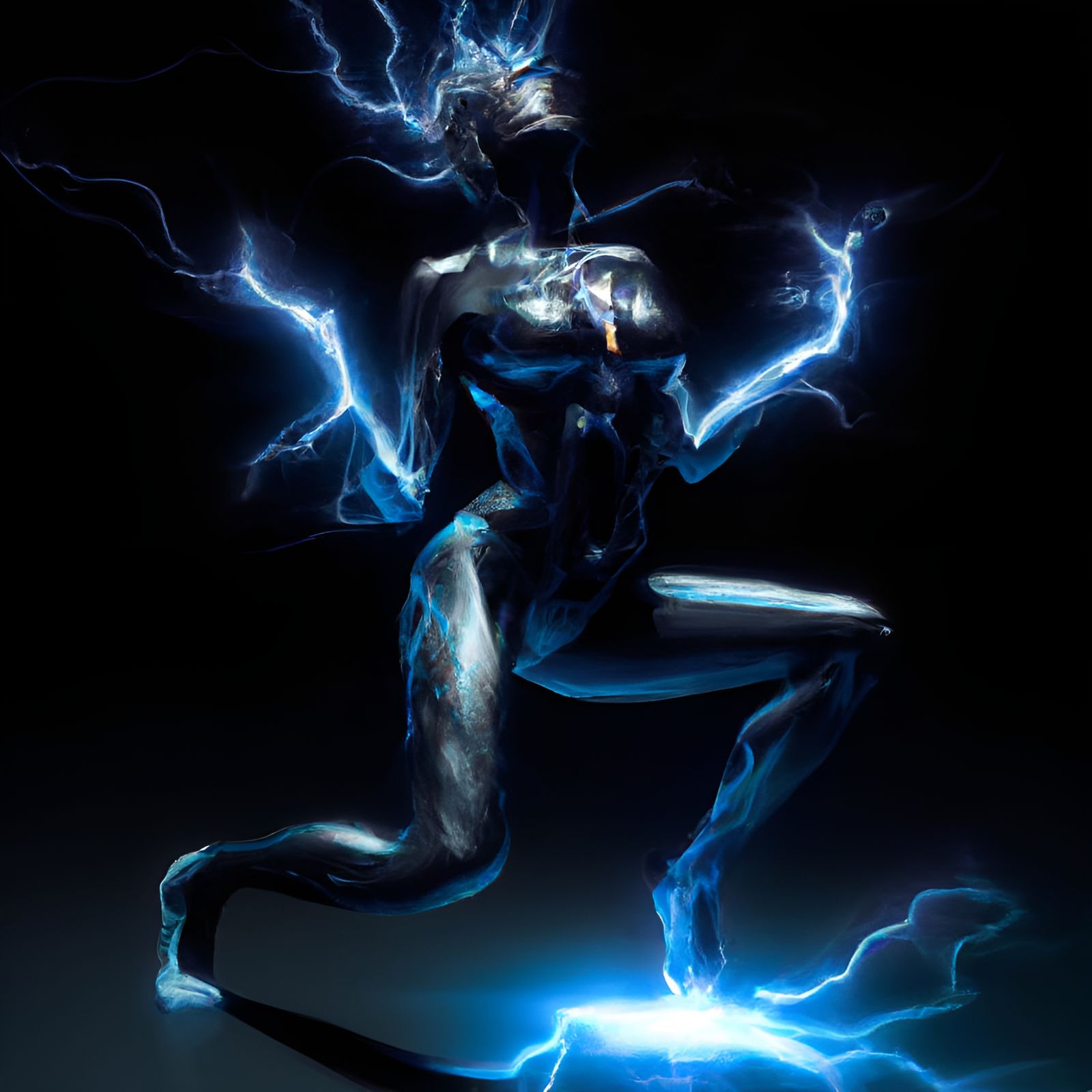 Electric Goddess in Deep Space, Photorealistic Art