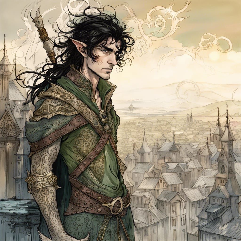 Elven Rogue Portrait in Ornate Detail