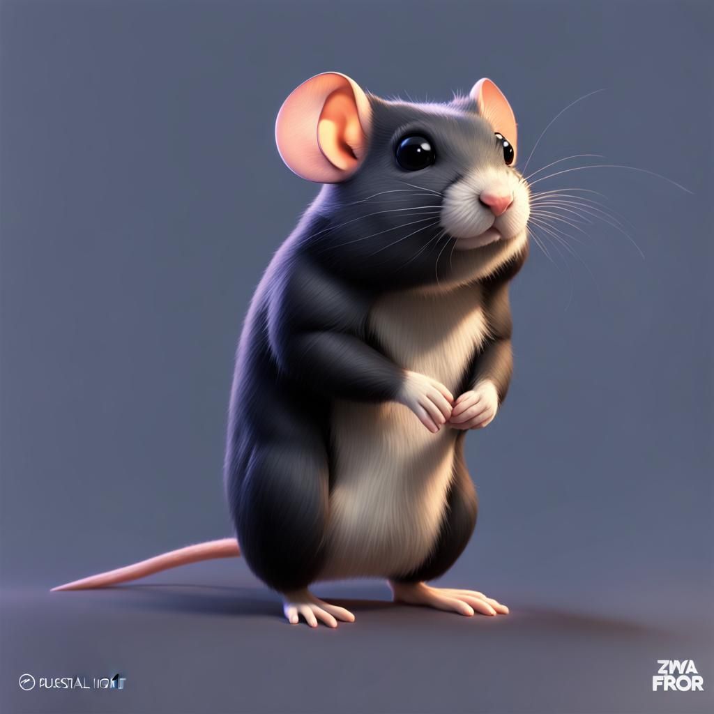 Adorable Black Gerbil in 3D Digital Art