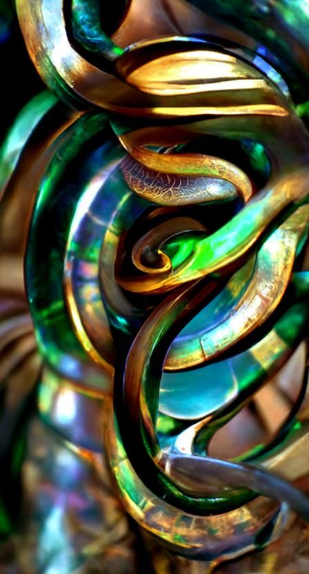 Deep 3D Volumetric Swirl of Spiraling Snakes