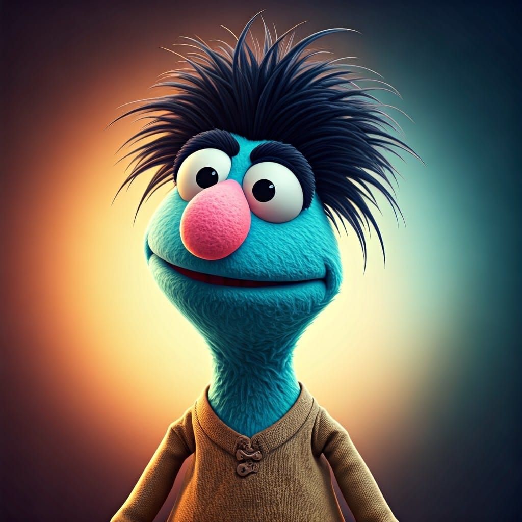 Teal Muppet Character Concept in 3D Digital Art