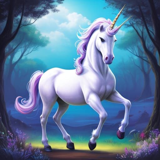 Majestic Unicorn in a Mystical Forest
