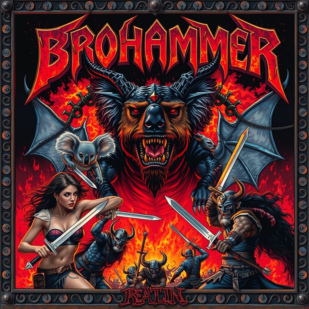 Epic Metal Album Cover with Dragon and Warriors