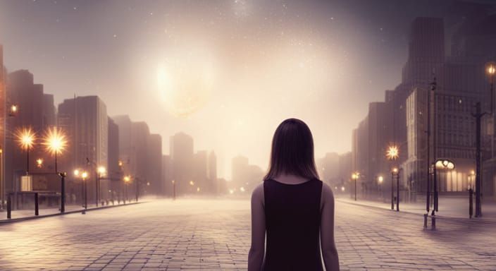 Girl with Balloon Under Stars: Hyperrealistic Street Art