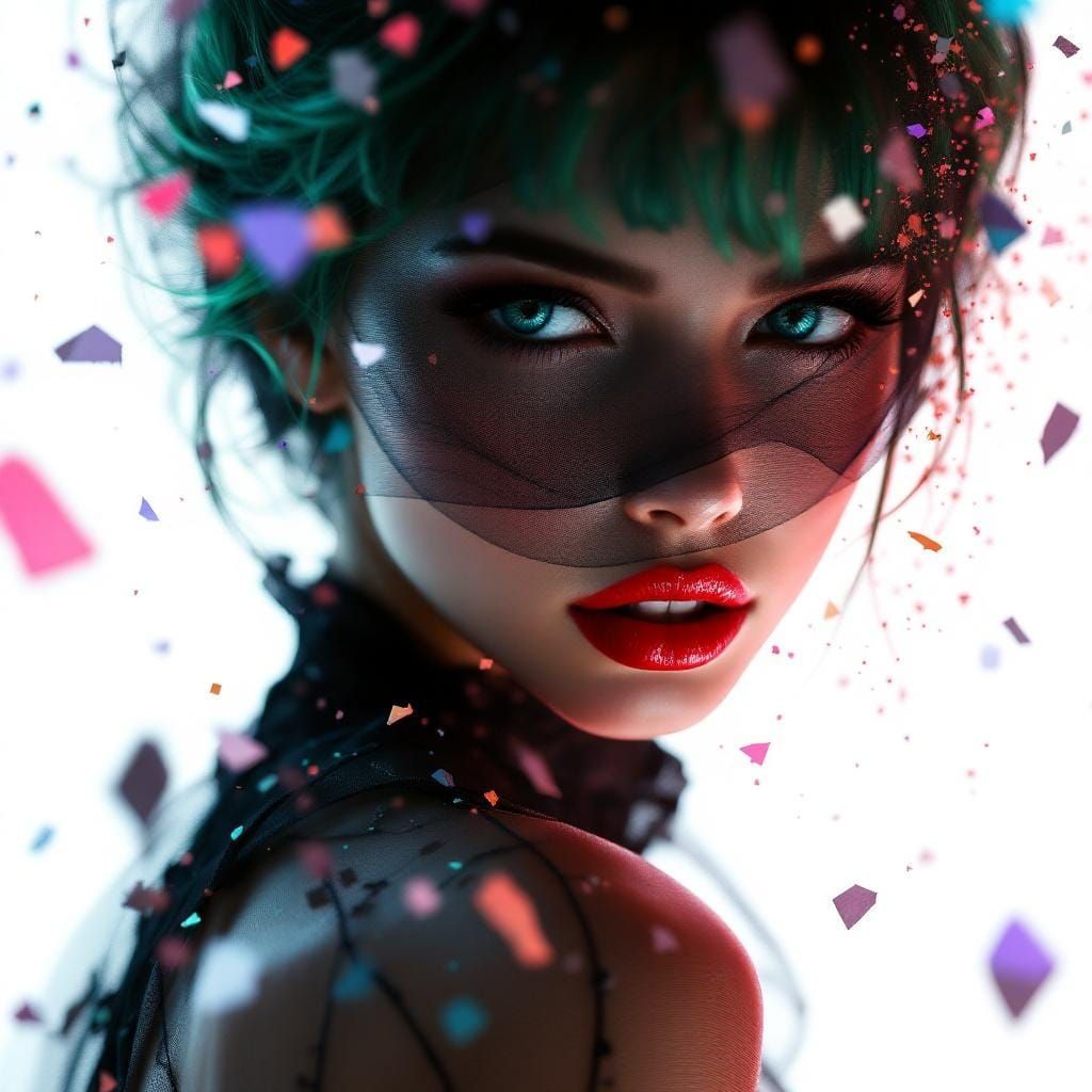 Surreal Digital Portrait with Emerald Hair