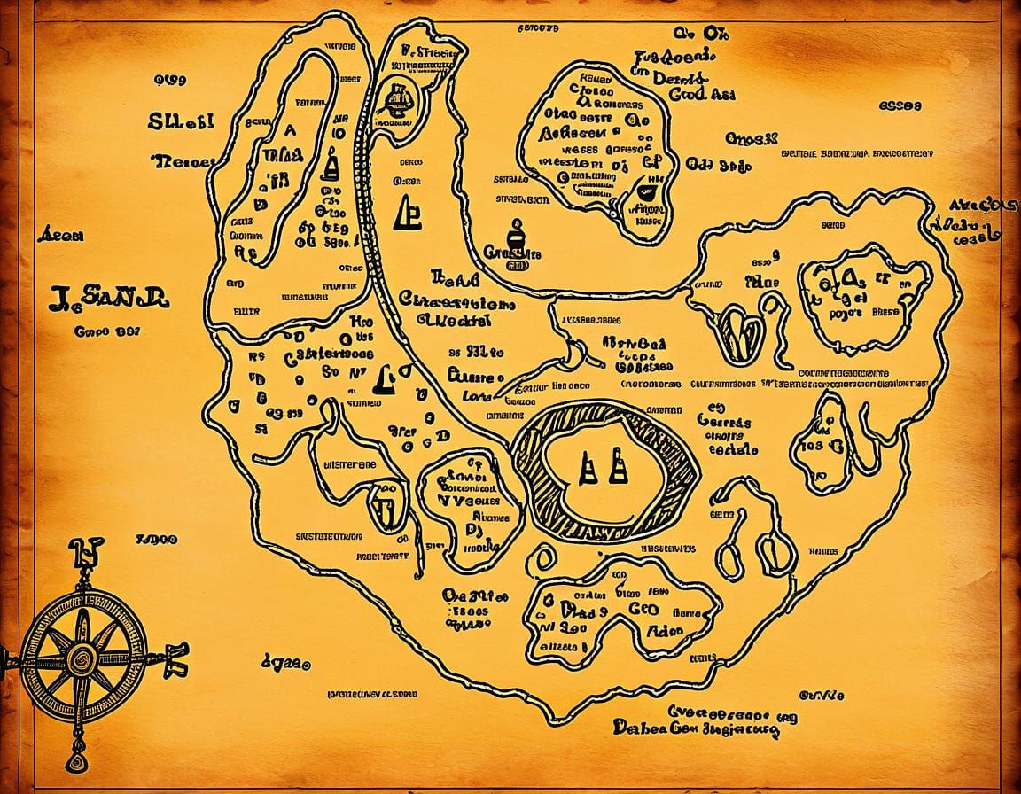 Vintage Pirate Treasure Map on Weathered Wood