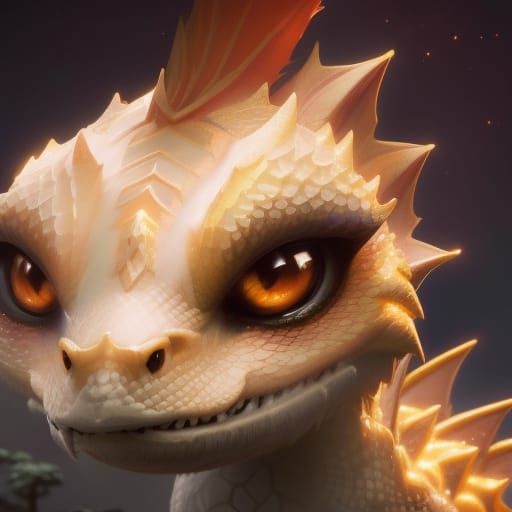 Adorable Chibi Mohawk Dragon in Hyperreal CGI