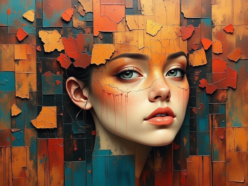 Vibrant Oil Painting of Peaceful Abstract Pieces