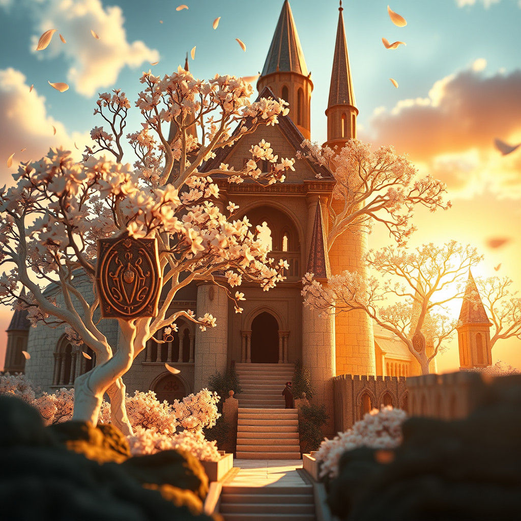 Minas Tirith Cutout Book Art with Blossoms