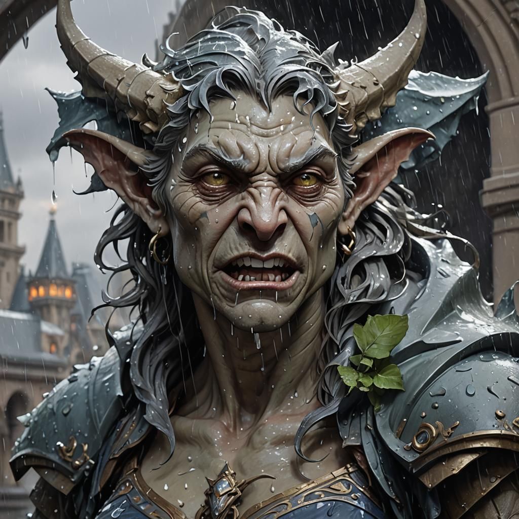 Detailed Gargoyle Portrait with Dynamic Lighting