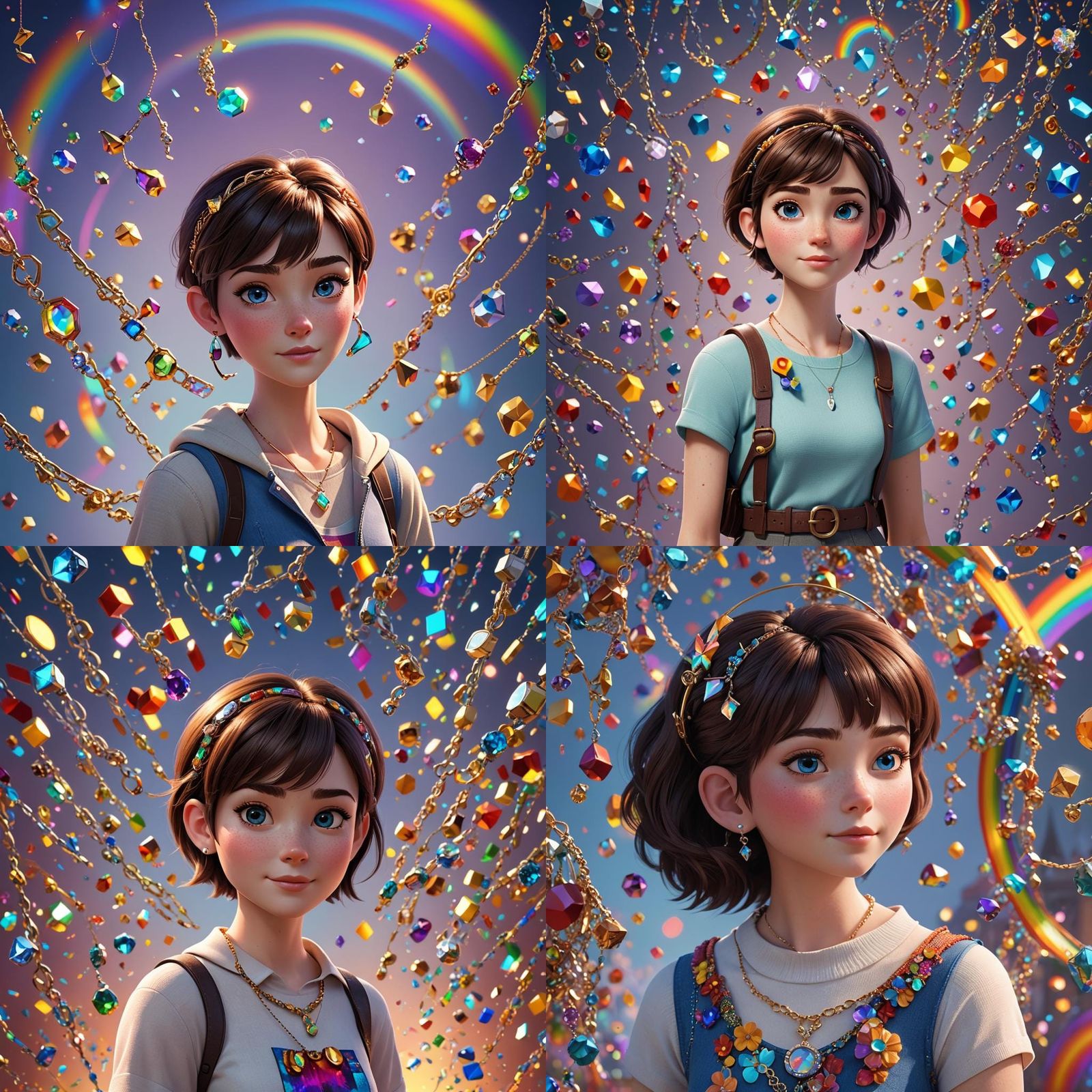 Pixar-Style Girl with Pixie Cut and Freckles