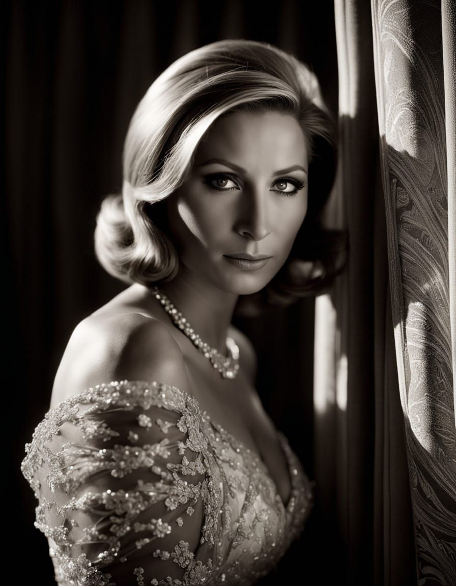 Vintage Glamorous Portrait of a Starlet in Black and White