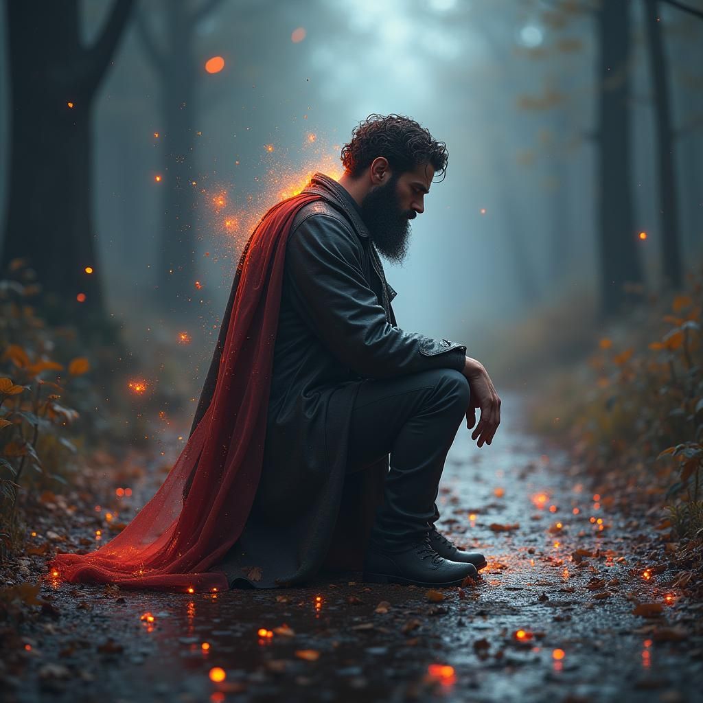 Man at Crossroads: Detailed Digital Portrait