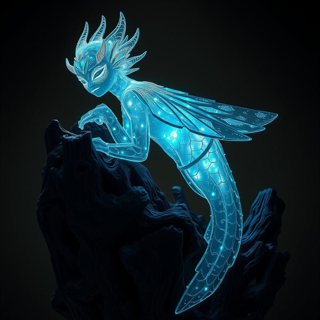 Ethereal Beauty in Glowing Crystal Glass Sculpture