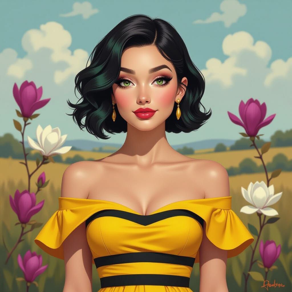 Woman with Green Highlights as Impasto Painting