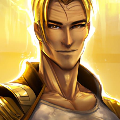 Armored Warrior Portrait with Golden Eyes