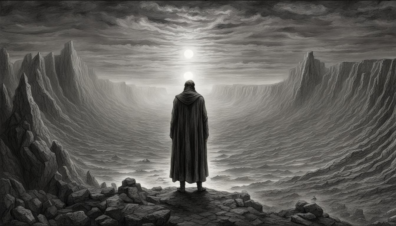 Solitary Figure in Infinite Darkness: Gothic Horror Art