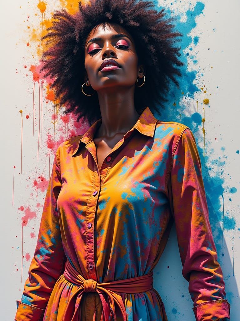 Black Woman in Polychromatic Graffiti Street Art