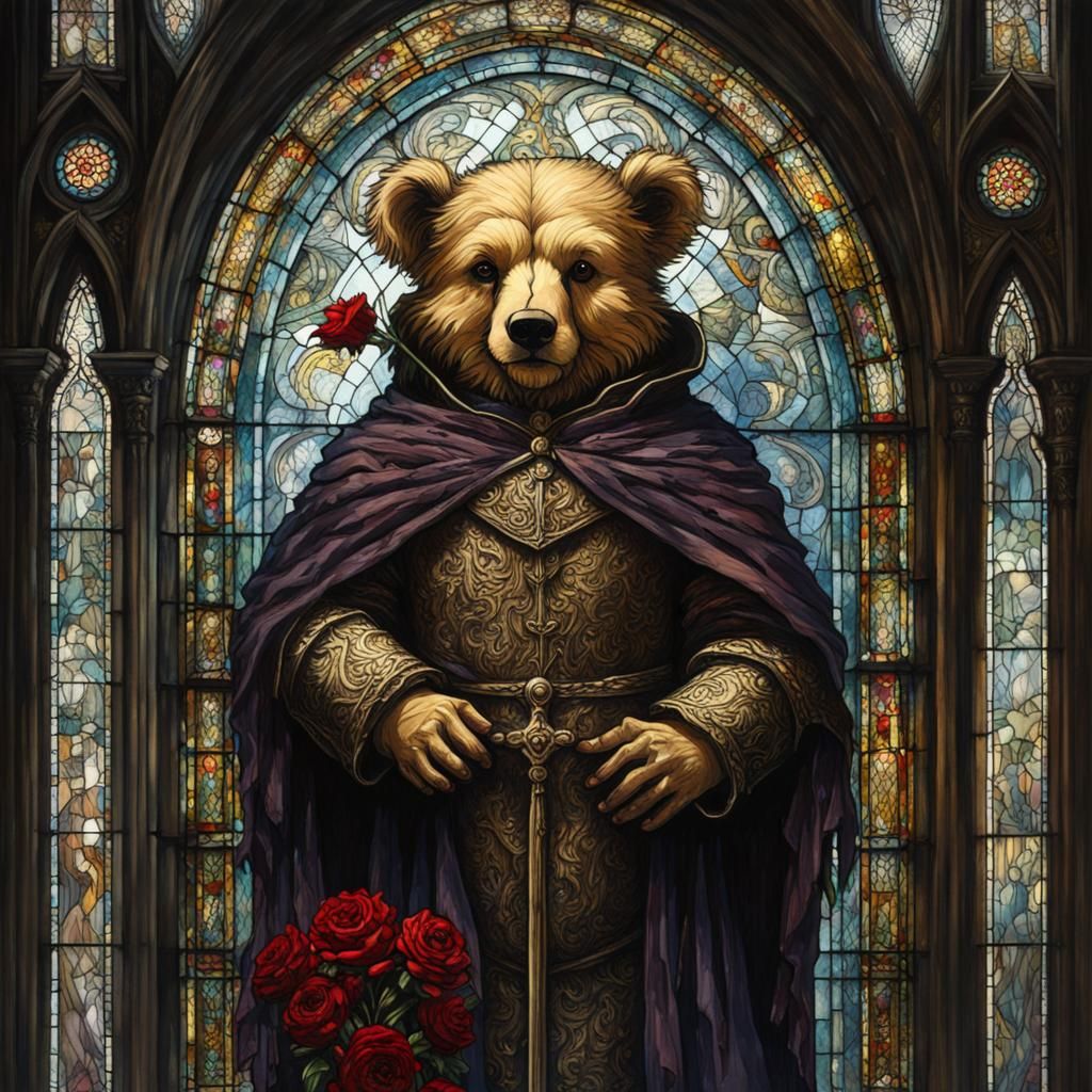 Gothic Dark Souls Teddy Bear in Stained Glass