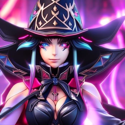 Cyberpunk Dark Magician Girl Anime Portrait