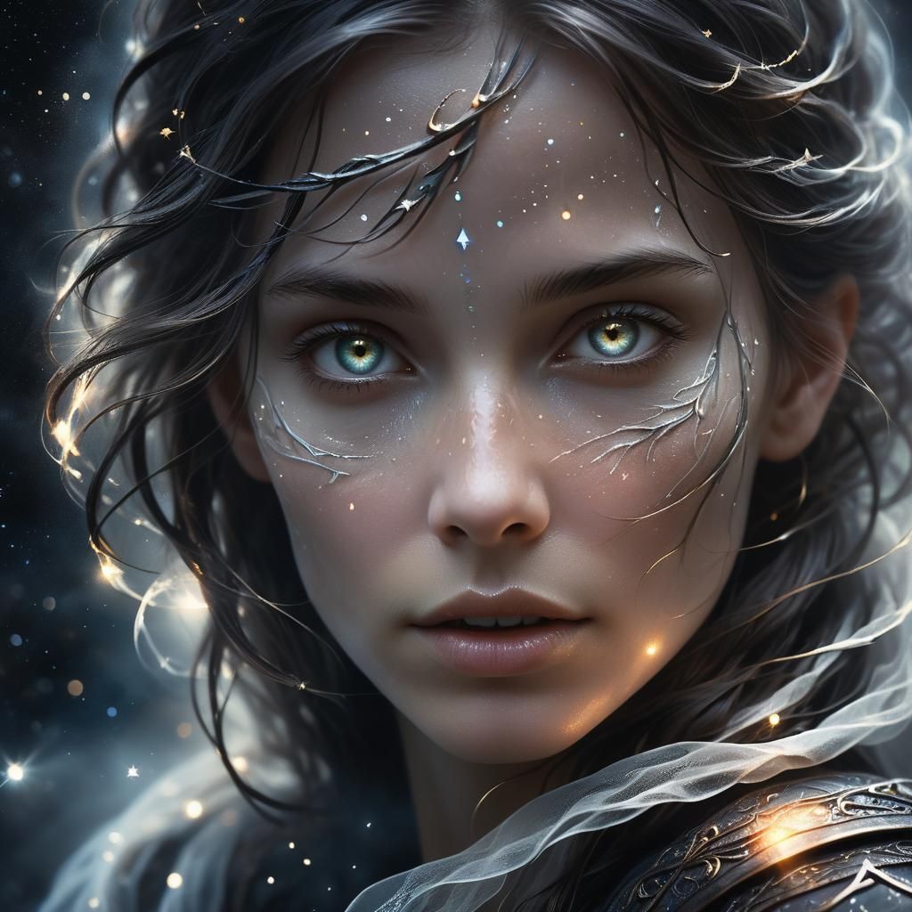 Mysterious Woman in Dark Fantasy Landscape