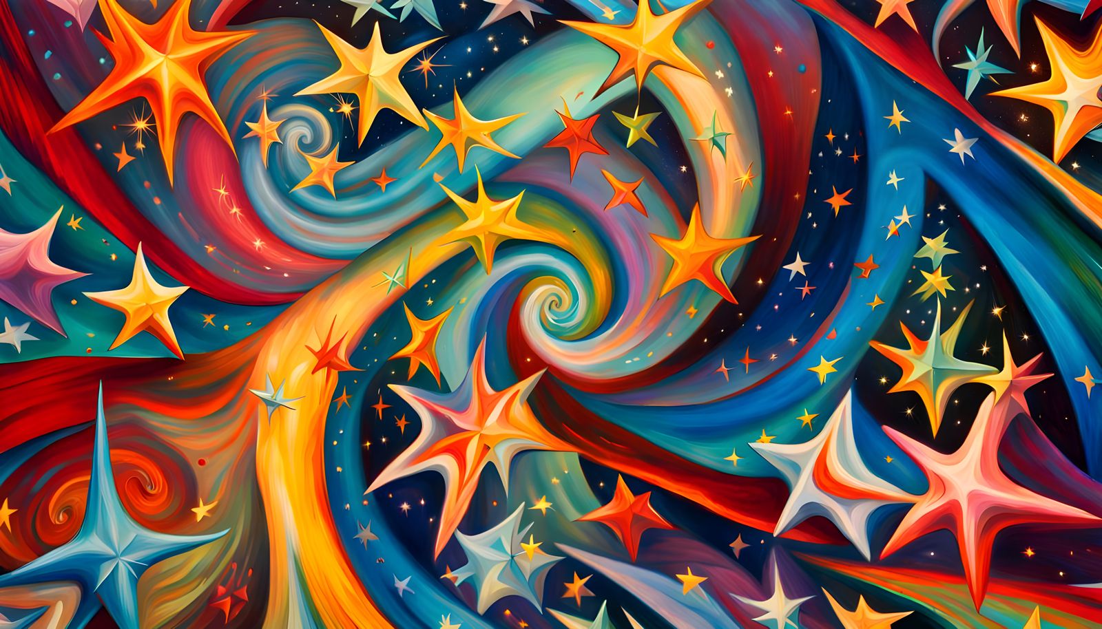 Abstract Stars in Swirling Cosmic Energy: Expressionist Styl...