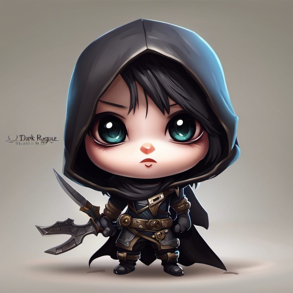Dark Chibi Rogue in Ultra Realistic Detail