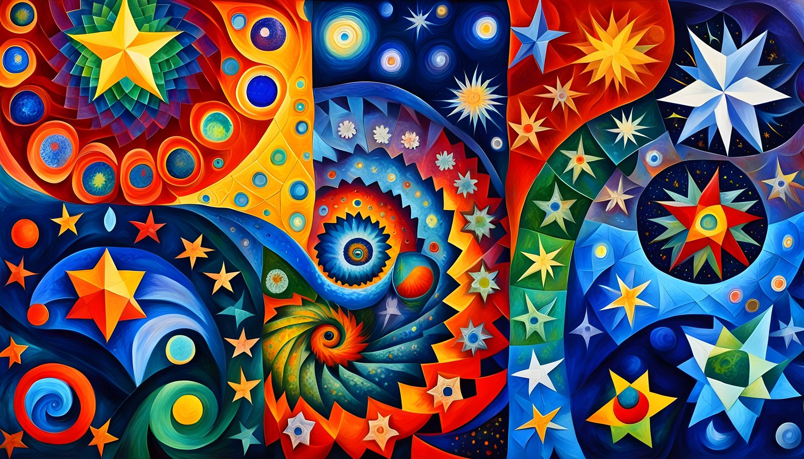 Cosmic Star Cluster in Impasto Oil Paint Style