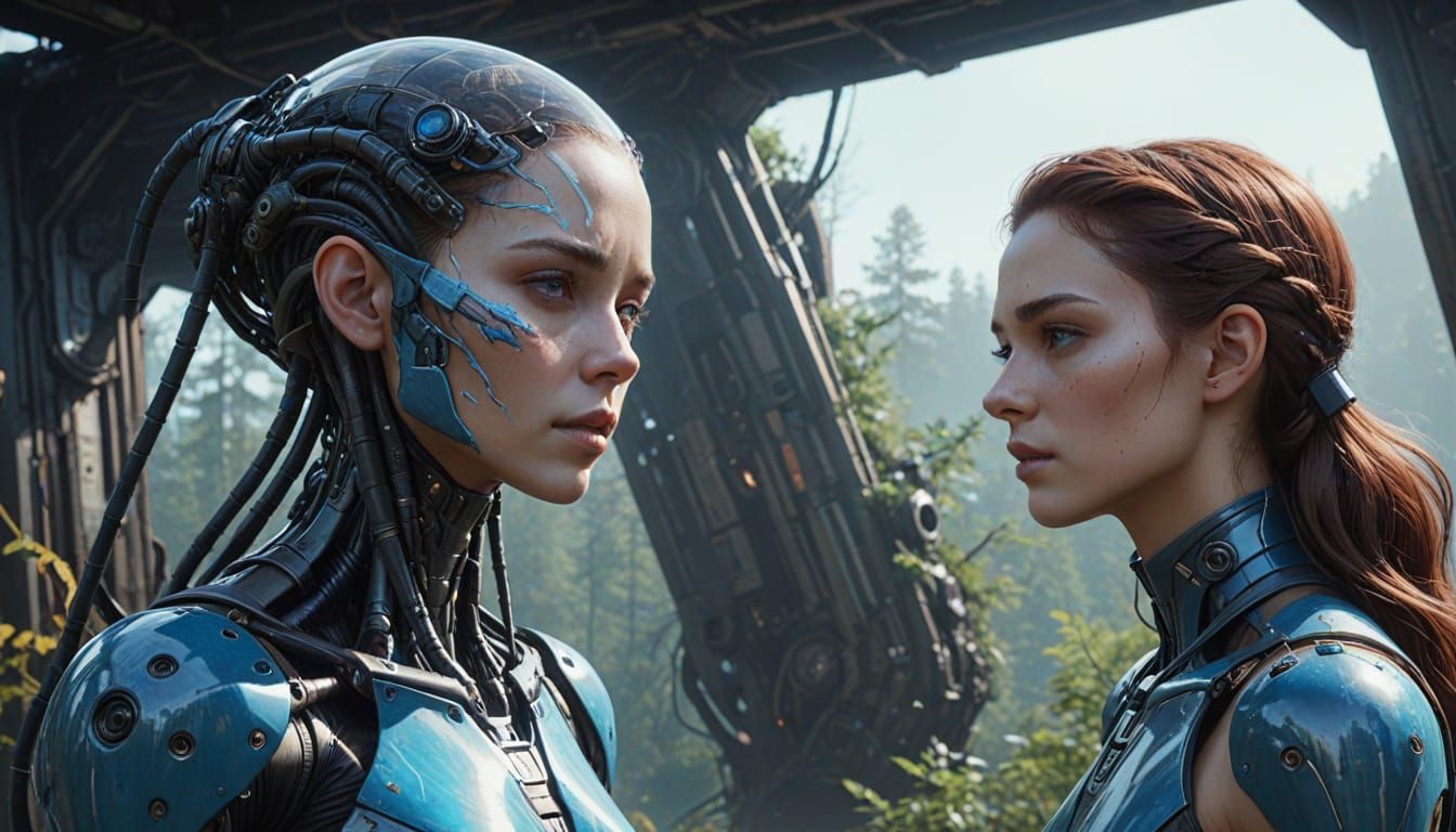 Humanity and Alien Kind Meet in a Serene Futuristic Utopia