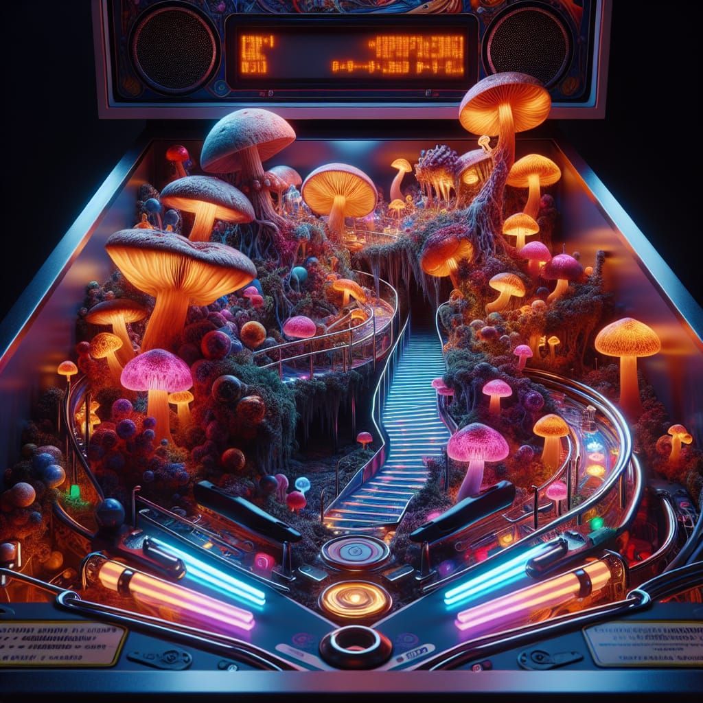 Neon Mushroom Village Inside Pinball Machine